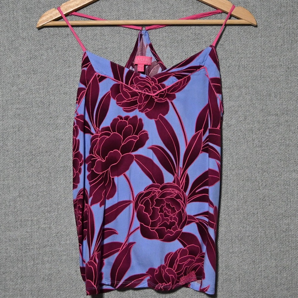 P.J. Salvage Pajama Set Womens Floral Cami Shorts Small Purple Pink